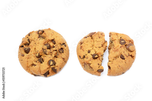 Tasty biscuits with chocolate isolated on a white background