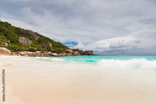 island beach in indian ocean on seychelles