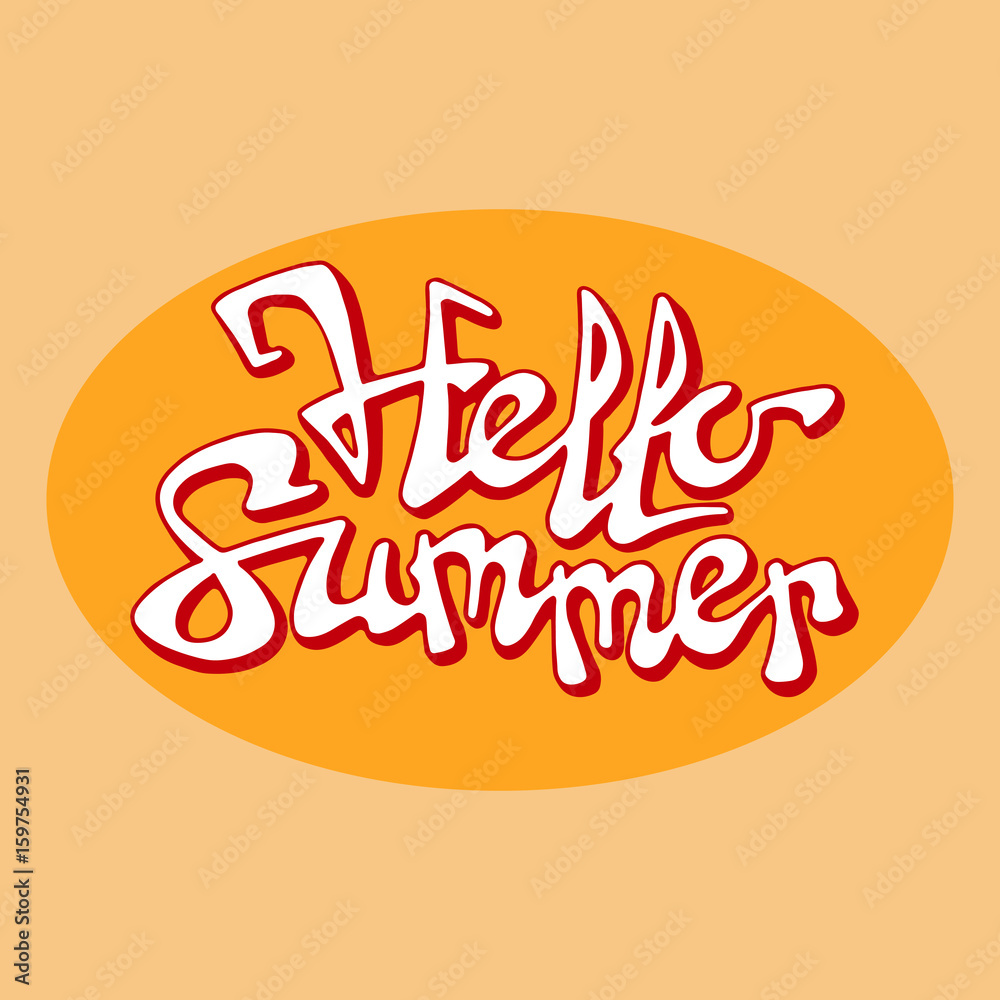 brush lettering composition. Phrase Hello summer. Vector illustration brush lettering composition. Phrase Hello summer. Vector illustration