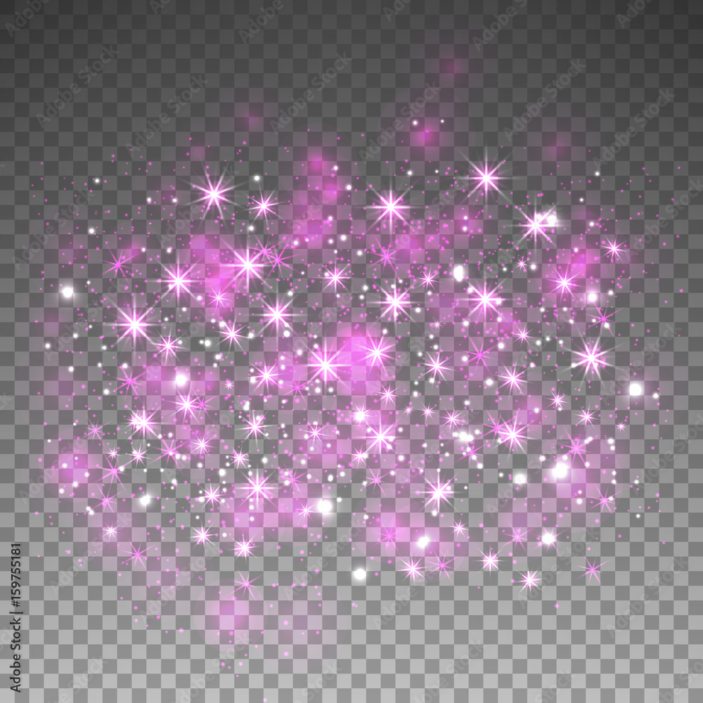 Pink glitter sparkles on transparent background. Vector dust texture ...
