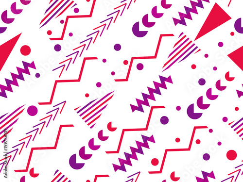 Memphis seamless pattern. Geometric elements memphis in the style of 80's. Vector illustration