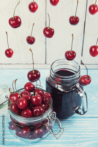 Cherry juice with glass of ...
