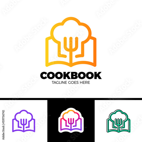 Recipe Book Logo Template Design in outline style Vector Design