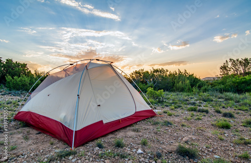 Tent during sunrise