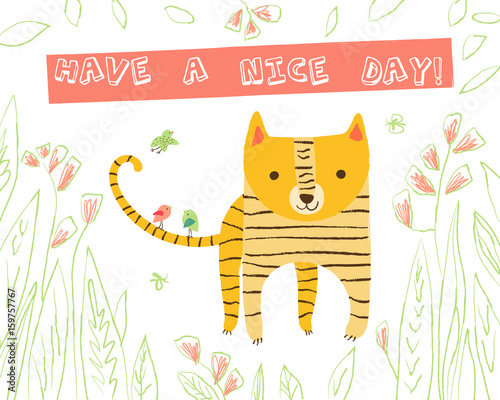 Fototapeta Naklejka Na Ścianę i Meble -  Animal greeting card
