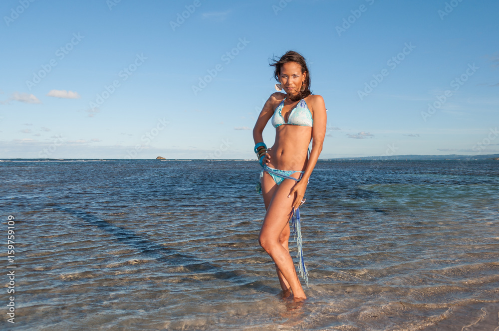 Portrait of a Dominican Girl dressing bikini Stock Photo | Adobe Stock