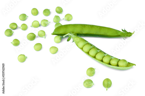 Ripe pea vegetable. Isolated on white background