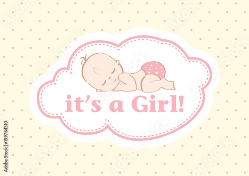 It's a Girl - Beautiful card to celebrate the new family member. In a pastel pink lines color background!