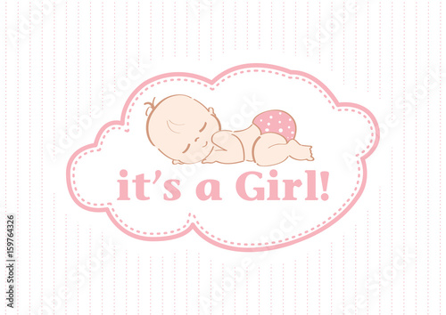 It's a Girl - Beautiful card to celebrate the new family member. In a pastel pink lines color background!