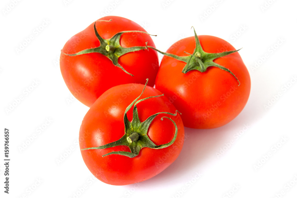frische rote Strauchtomaten auf weißem Hintergrund frische rote Strauchtomaten auf weißem Hintergrund