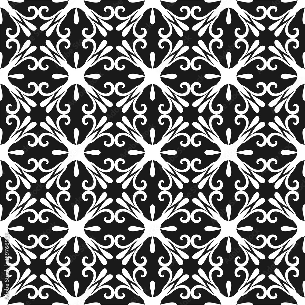 Geometric abstract background. Seamless black and white pattern. Vector illustration for wallpaper, fabric, oilcloth, textile, wrapping paper and other design