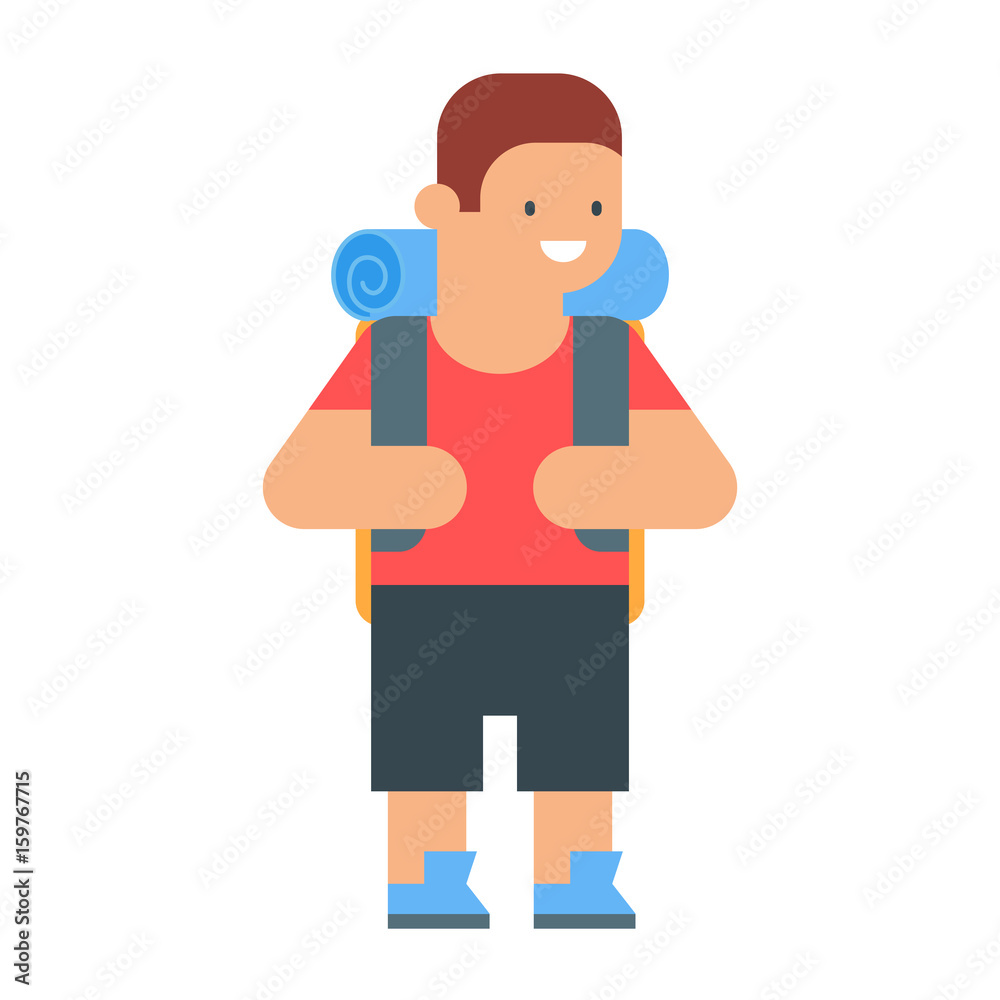 Man with backpack vector illustration