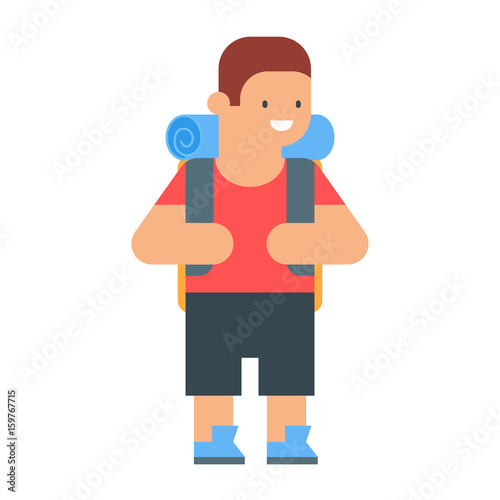 Man with backpack vector illustration