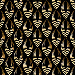 Fototapete Geometrische Blättermuster Goldbronze Blättermuster auf schwarzem Grund  © 01elena10