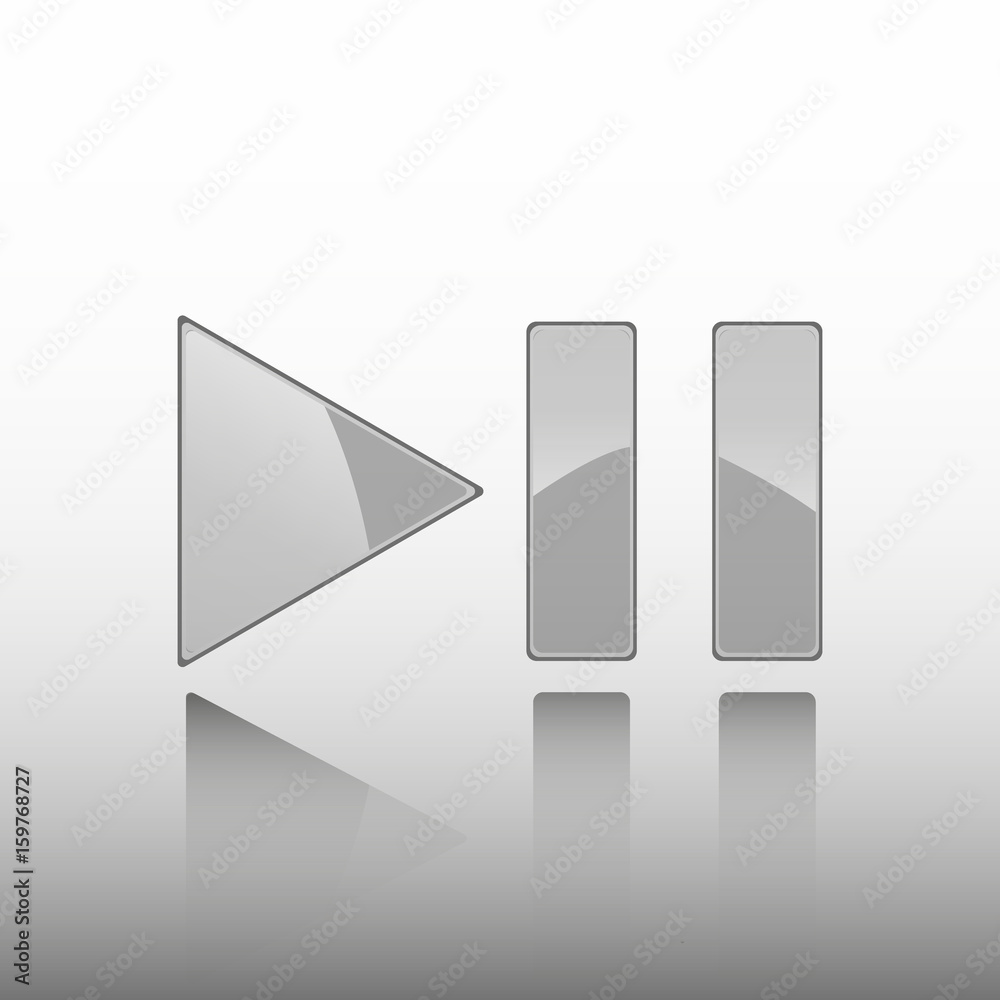 buttons for player: stop, play, pause. Vector illustration.