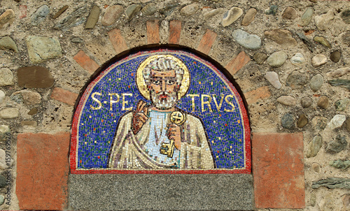 Mosaic on a romanesque church facade