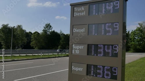 Anzeigetafel für Treibstoff