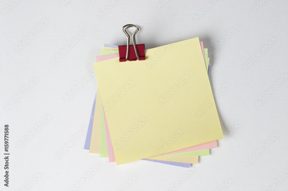 Colored notes with paper clip Colored notes with paper clip