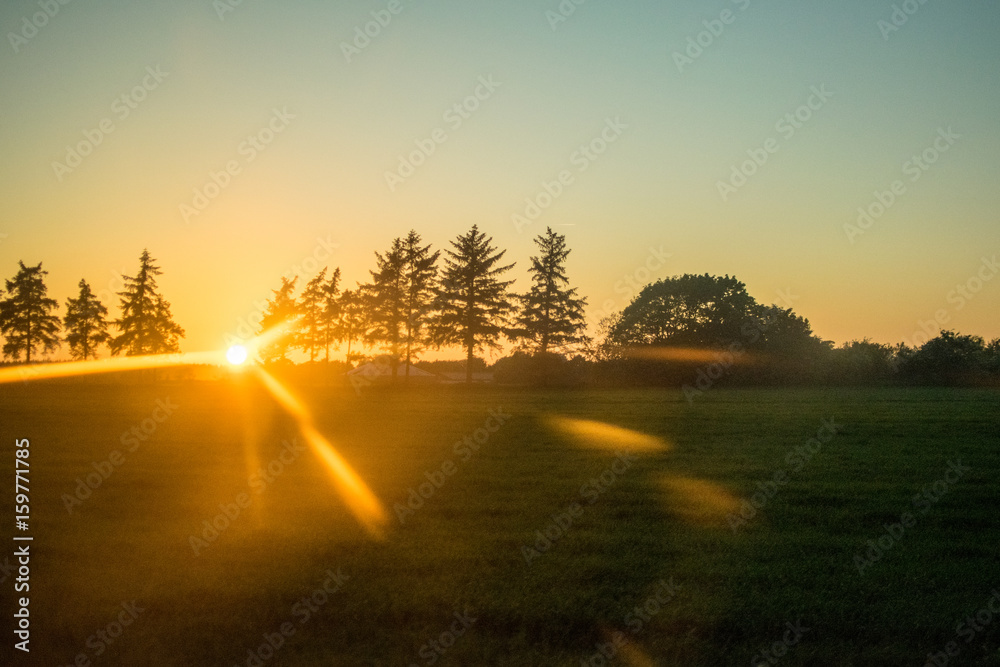 water pump at sunset in a big green field Europe water pump at sunset in a big green field Europe