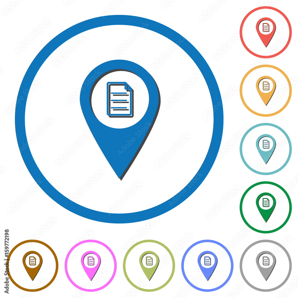 GPS map location details icons with shadows and outlines GPS map location details icons with shadows and outlines