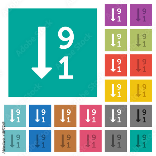 Descending numbered list square flat multi colored icons