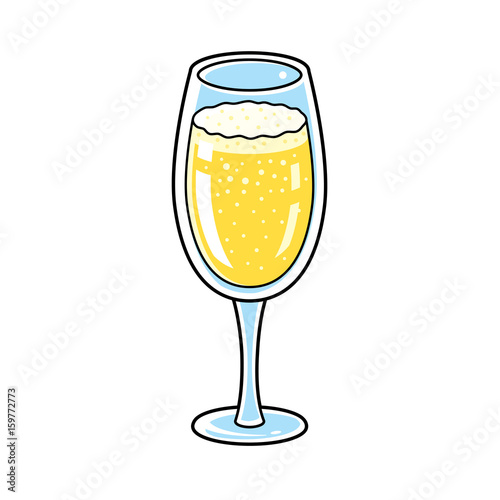 Champagne sparkling wine glass isolated.