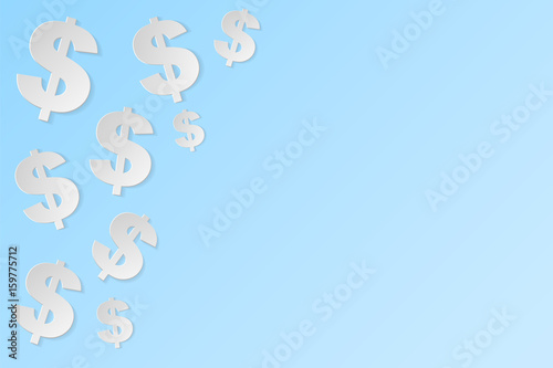 Dollar symbols on blue background. Vector.