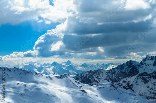 sunny day on the ski slopes of Cervinia