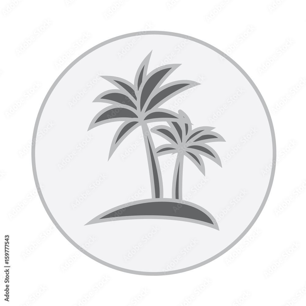 Black silhouette of palm trees in a circle, flat vector. Tropical beach, vector illustration. Logo of a palm tree in a circle