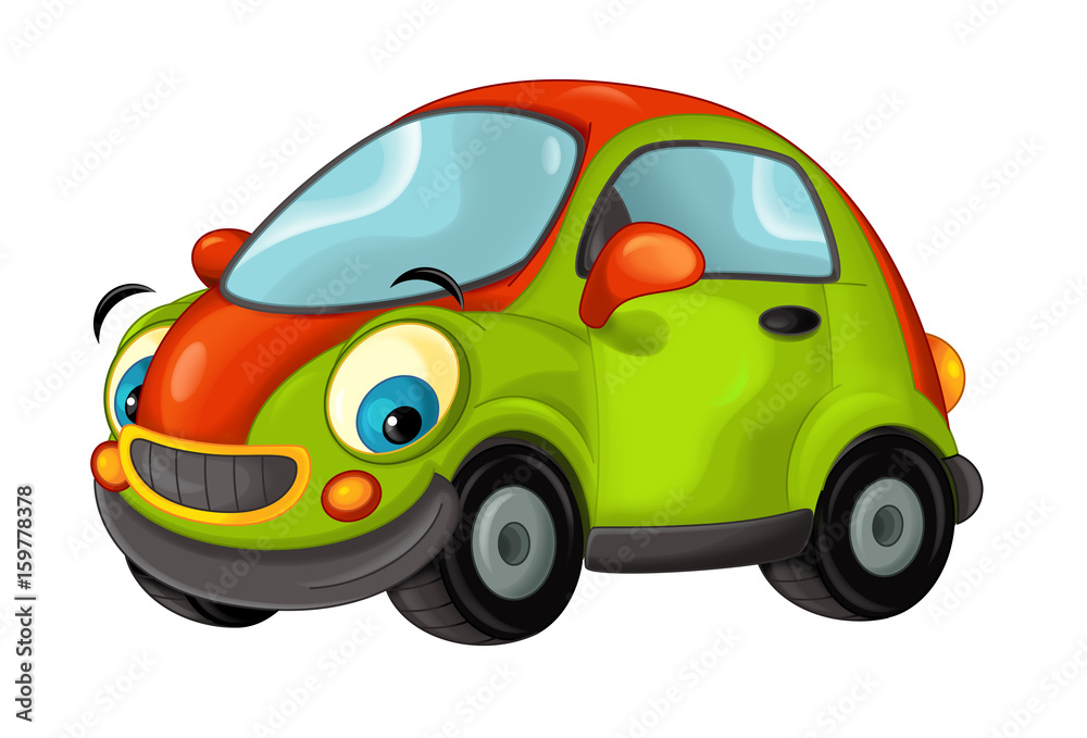 Cartoon sports car smiling and looking - illustration for children ...