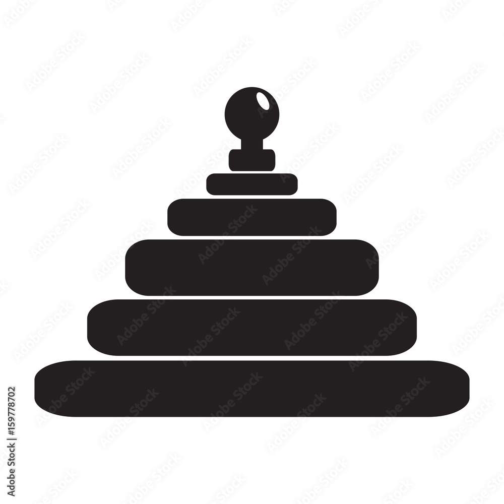 Isolated silhouette of a pyramid stack toy, Vector illustration Isolated silhouette of a pyramid stack toy, Vector illustration
