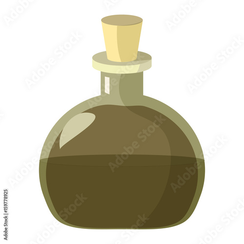 Flask of potion. Cartoon illustration of alchemist or magic beaker of potion.