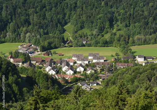 Sellenb  ren village near Zurich  Switzerland  top view from Uetliberg 