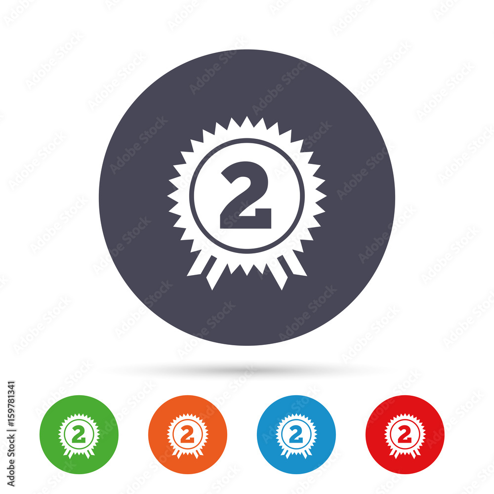 Second place award sign icon. Prize for winner. Second place award sign icon. Prize for winner.