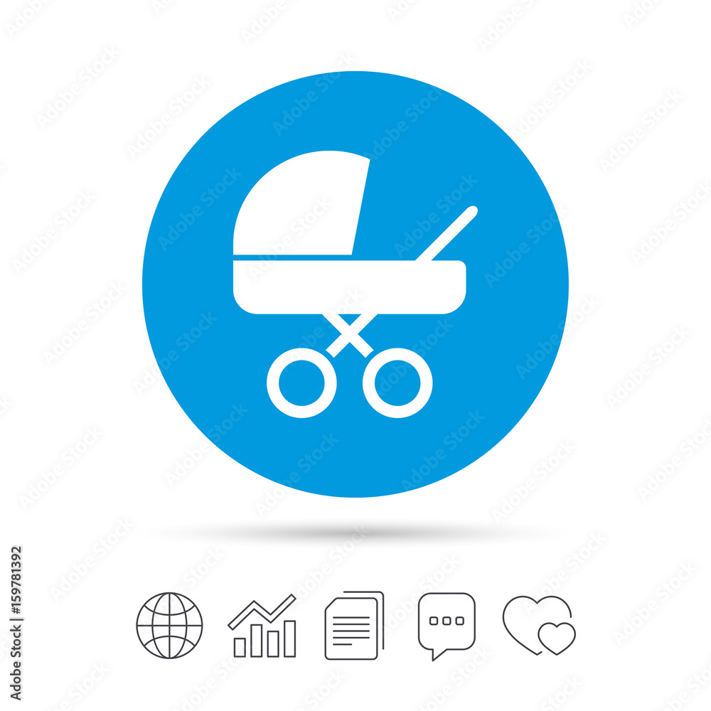 Baby pram stroller sign icon. Baby buggy symbol. Baby pram stroller sign icon. Baby buggy symbol.