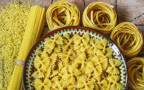 Assorted uncooked pasta