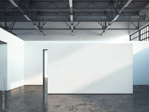 Blank white wall. 3d rendering photo