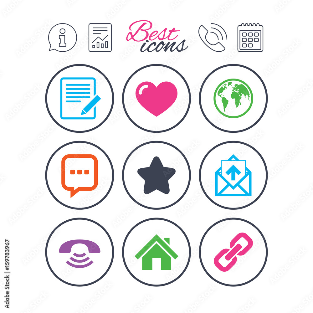 Mail, contact icons. Communication signs.