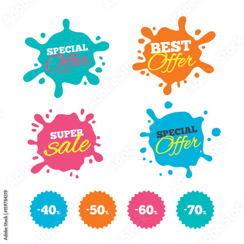 Sale discount icons. Special offer price signs.