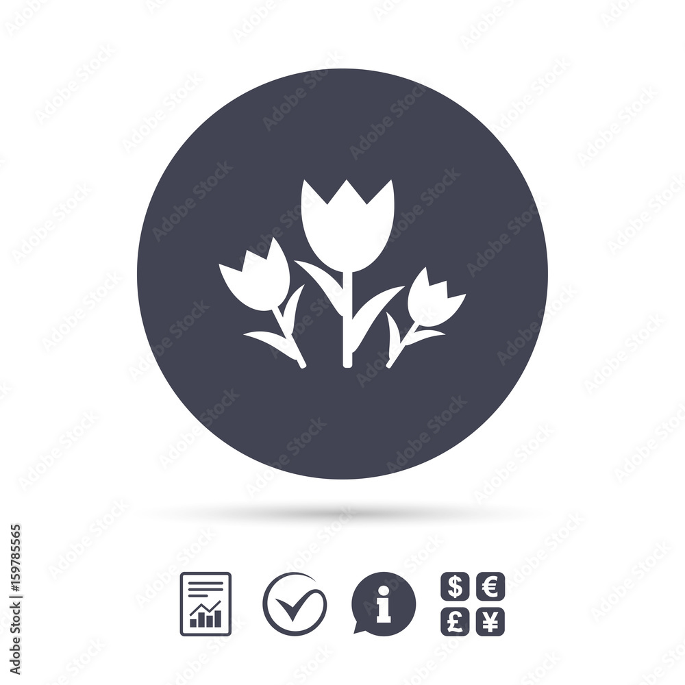 Flowers sign icon. Roses symbol. Flowers sign icon. Roses symbol.