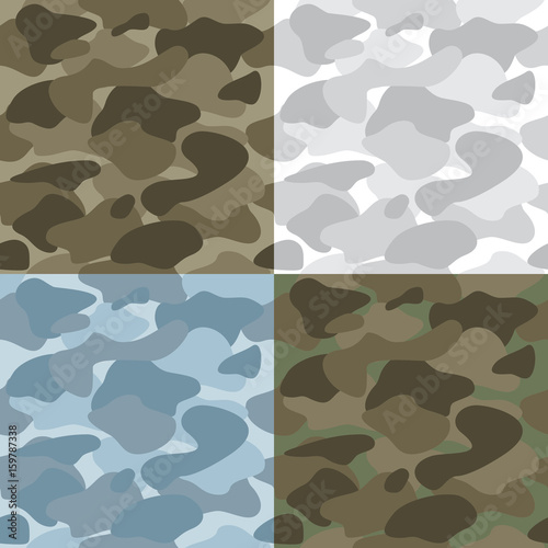 Military Soldier Camouflage Seamless Patterns Set