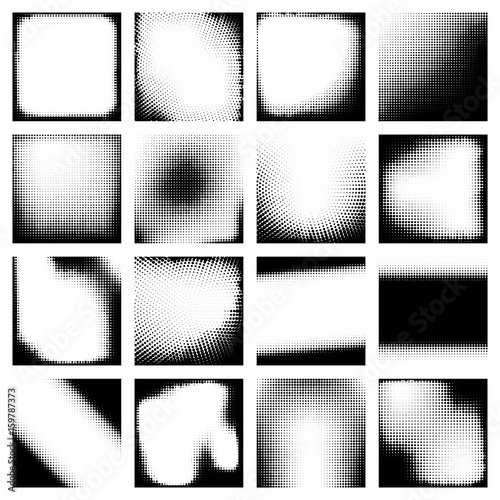 Monochrome Halftone Effects Design Backgrounds Set