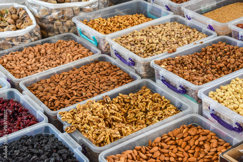 Various nuts at the market stand