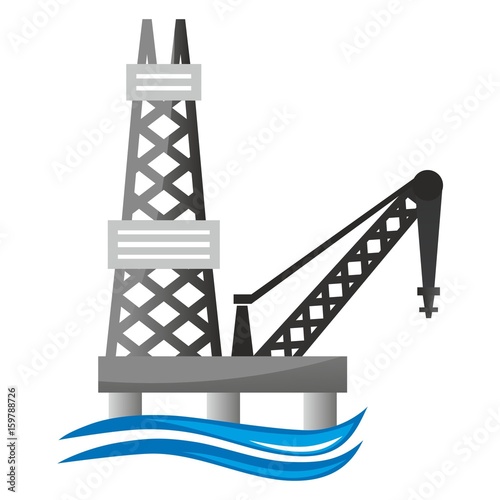 black-and-white tower for natural gas extraction in the sea