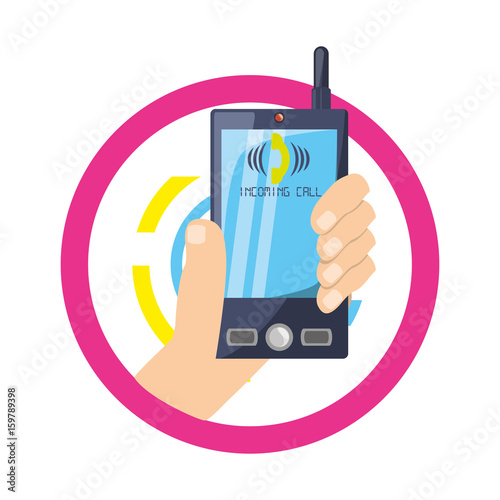 hand with smarphone calling a person vector illustration