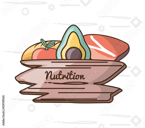 delicious healthy food with nutrition ingredients vector illustration