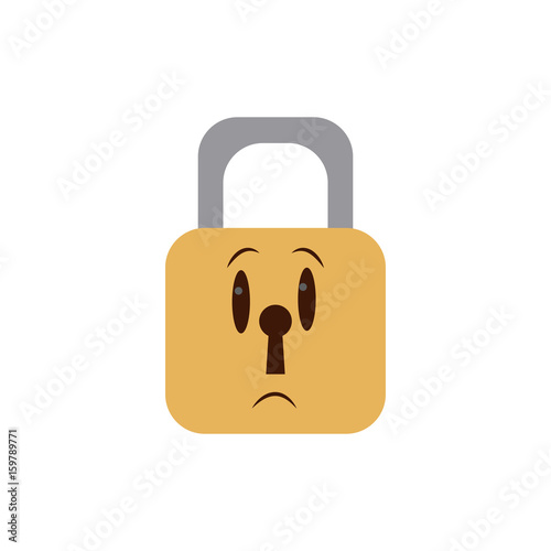 kawaii padlock security close privacy cartoon vector illustration