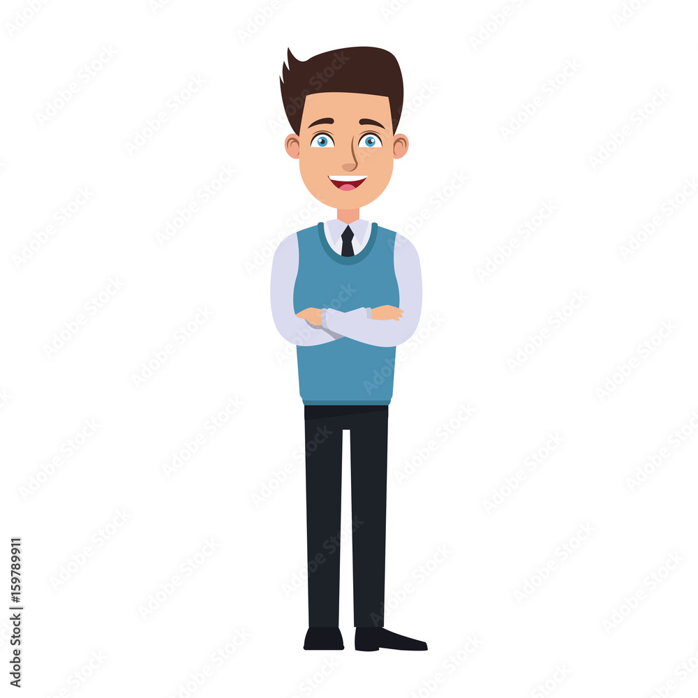 business man cartoon character young male professional vector illustration