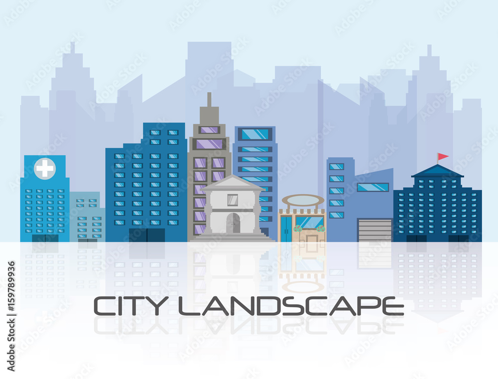 beautiful city with building towers vector illustration