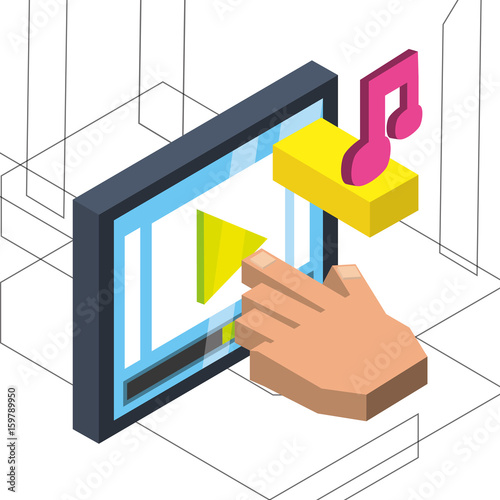 isometric smart tv with apps options vector illustration